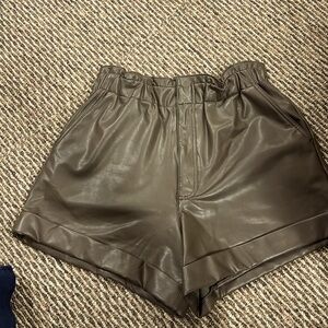 Abercrombie & Fitch olive brown pleather paper bag waist shorts size L like new!
